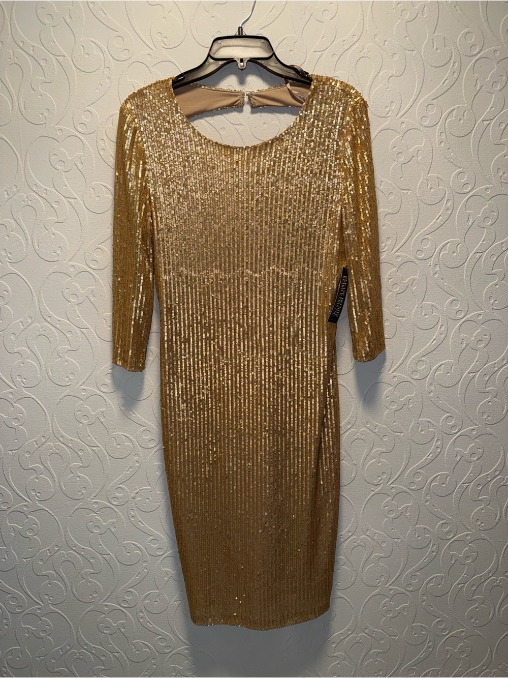 New York & Company Gold Sequin Midi Dress
